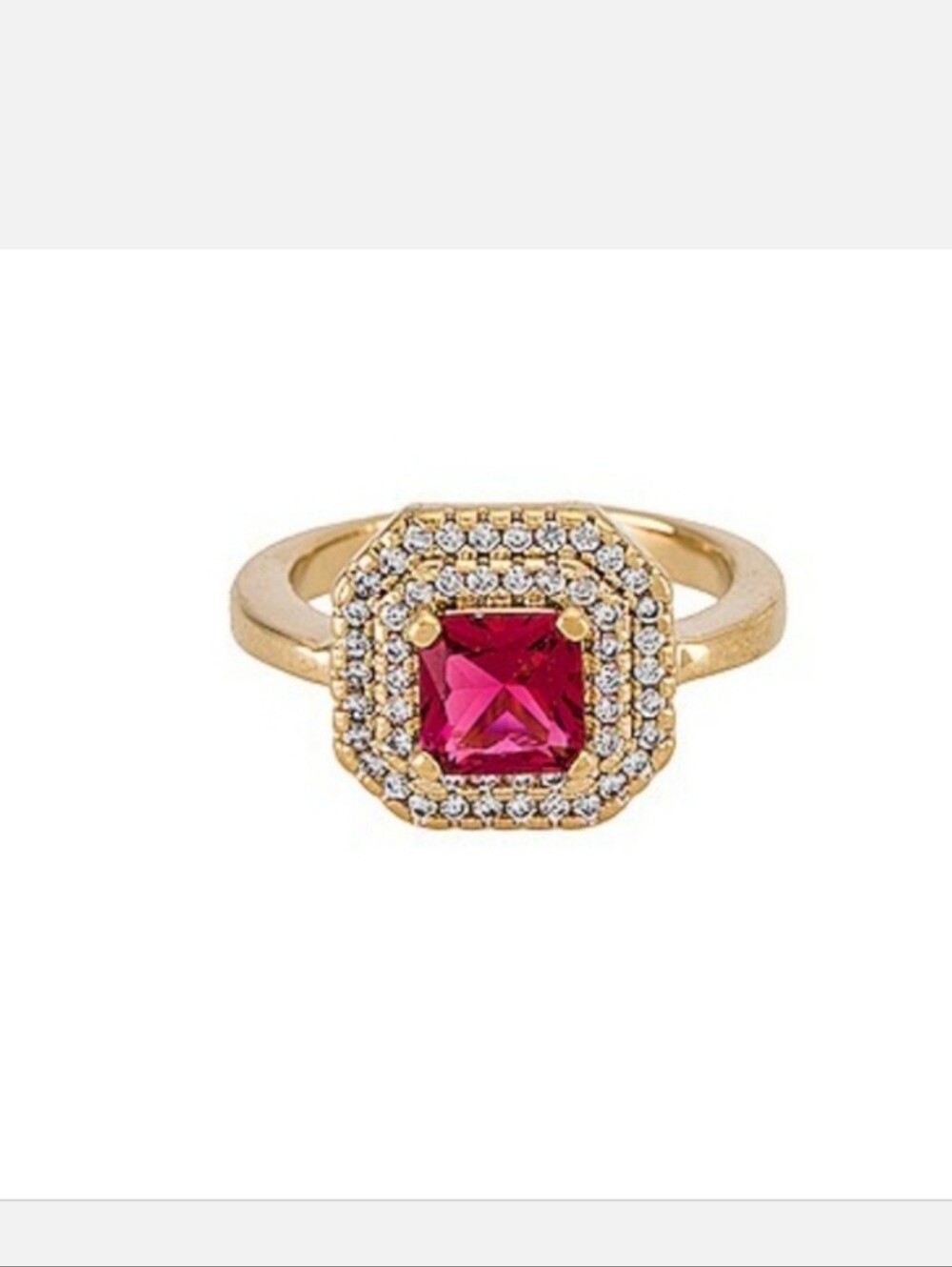 Vanessa Mooney Gold Ring with Red Gemstone